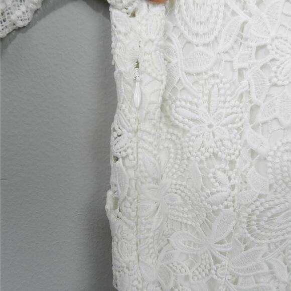 Anthropologie Charleston Lace Mini Dress Sz 0 White Rehearsal Wedding Engagement - Picture 6 of 11